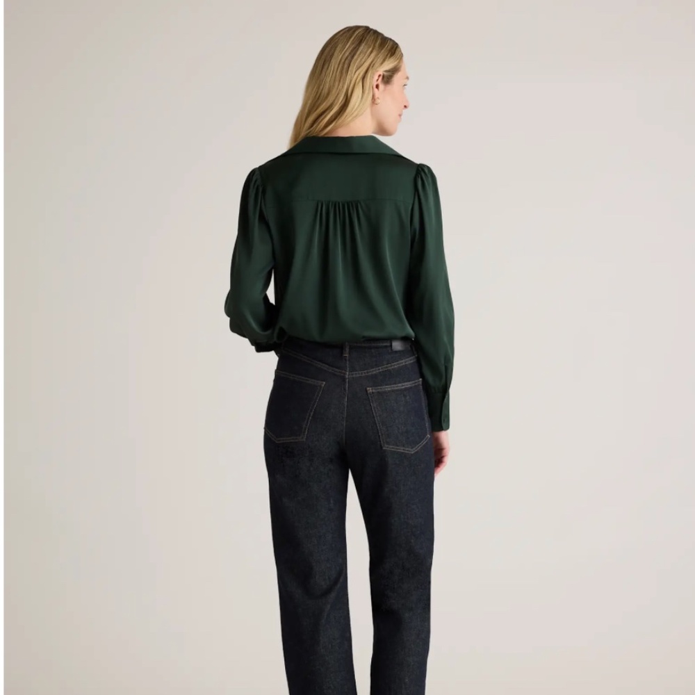 Washable Stretch Silk Split Neck Blouse - image 2